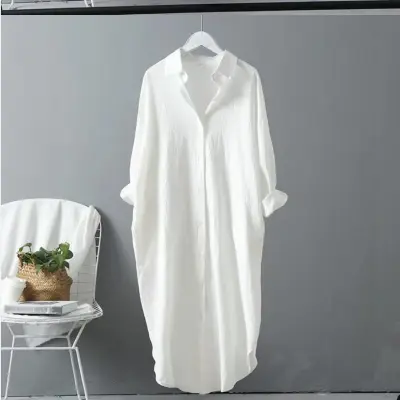 Women Solid Plus Size Long Cardigan Shirt