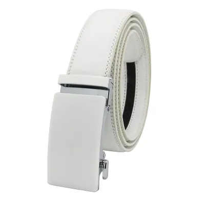 Men Simple Solid Color Genuine Leather Automatic Belt