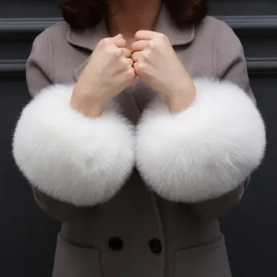 Women's Simple Warm Windproof Plush Cuff Decoration Wristlet Gloves