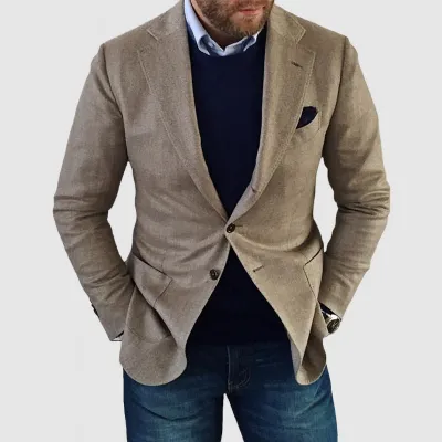Men Spring Autumn Fashion Casual Commuter Printed Slim Fit Lapel Blazer
