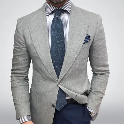 Men Spring Autumn Fashion Casual Commuter Printed Slim Fit Lapel Blazer