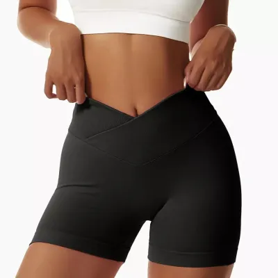 Women's Patchwork Cotton Blend Yoga Shorts
