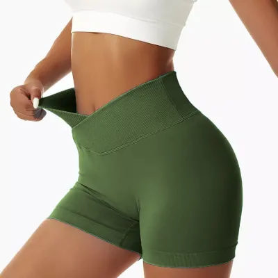Women's Patchwork Cotton Blend Yoga Shorts