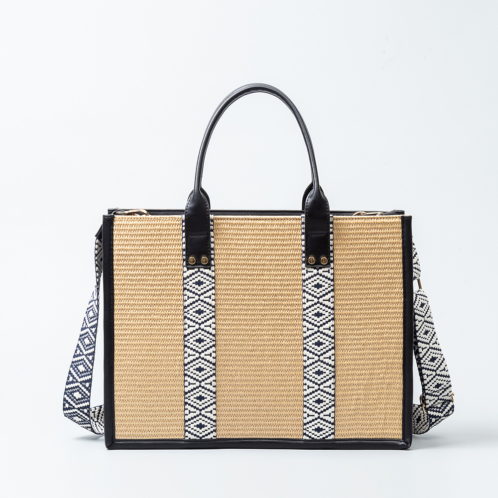 Wholesale Women Bohemian Straw Woven Wide-Brimmed Jacquard