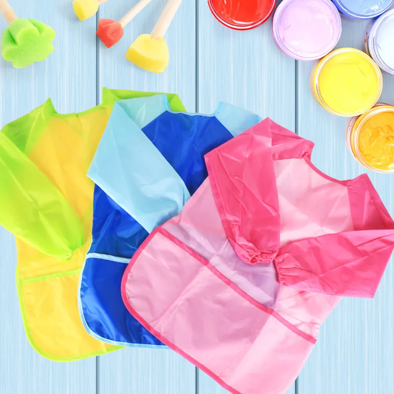 Children Art Painting DIY Feeding Long Sleeve Anti Apron Overalls
