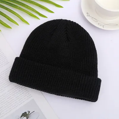 Autumn Winter Neutral Fashion Simple Solid Color Cotton Knitted Hat