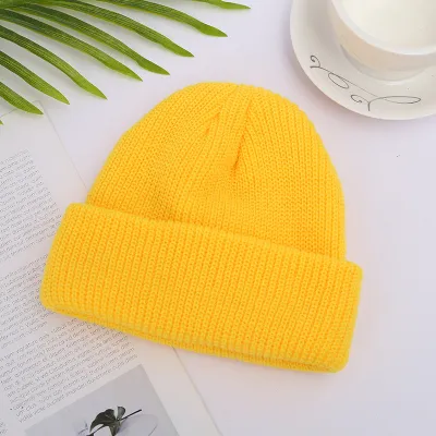 Autumn Winter Neutral Fashion Simple Solid Color Cotton Knitted Hat