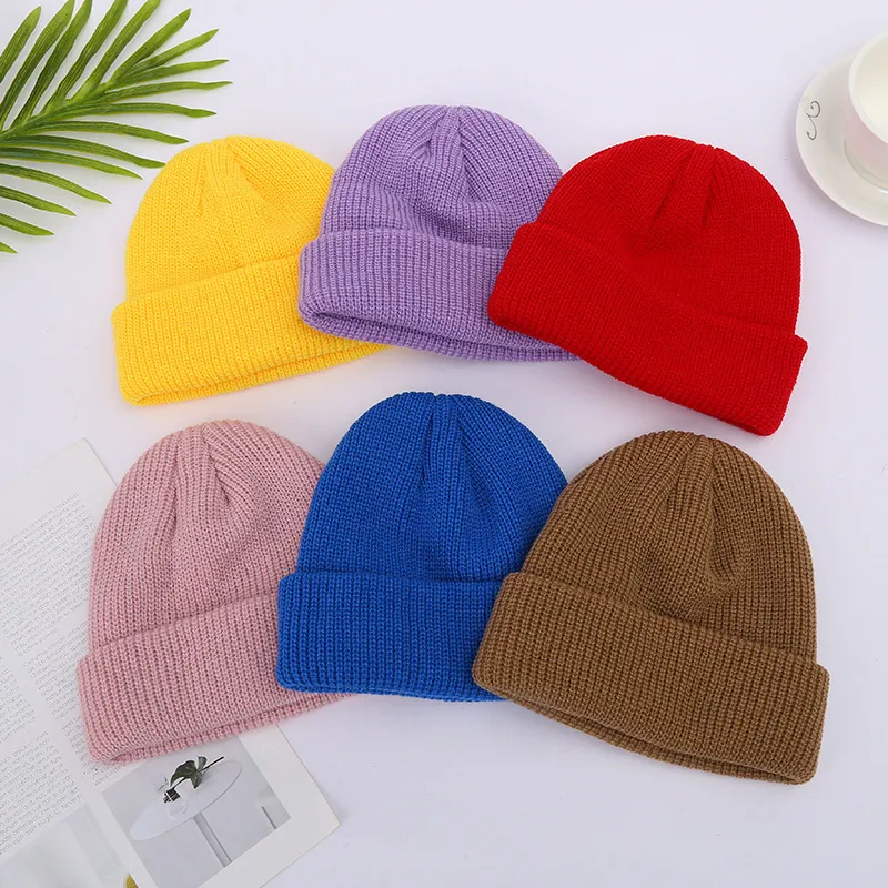 Autumn Winter Neutral Fashion Simple Solid Color Cotton Knitted Hat