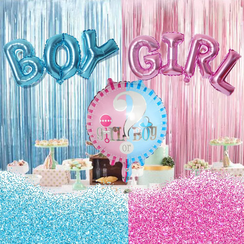Baby Party Decoration Boy Or Girl Sex Reveal Aluminum Film Letter Balloon Set