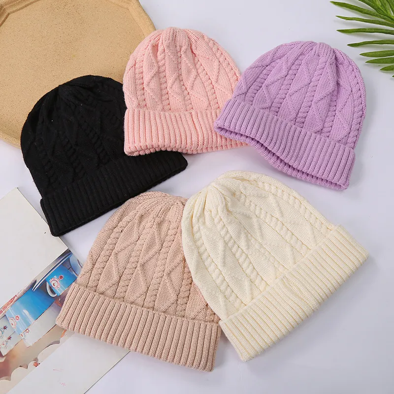 Autumn Winter Neutral Simple Solid Color Warm Knitted Hat
