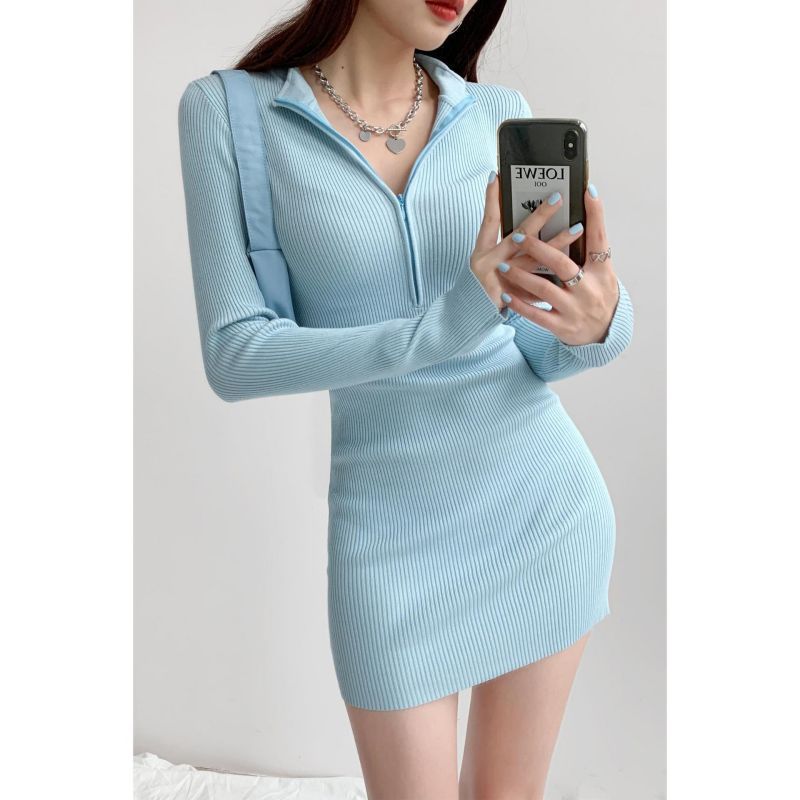 Wholesale Women Fashion Solid Color Zipper Long Sleeve