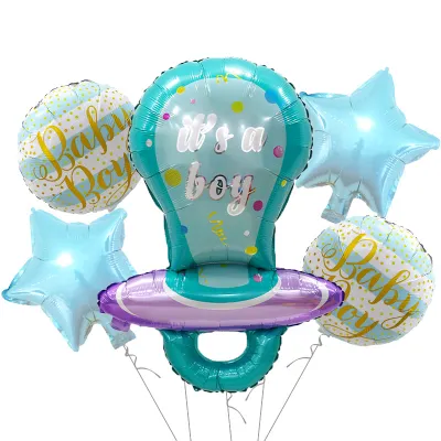 Baby Sex Reveal Party Decoration Large Baby Pacifier Aluminum Film Balloon Set