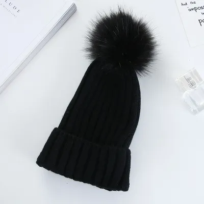 Autumn And Winter Women Fashion Solid Color Warm Wool Ball Curling Knitted Hat