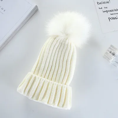 Autumn And Winter Women Fashion Solid Color Warm Wool Ball Curling Knitted Hat