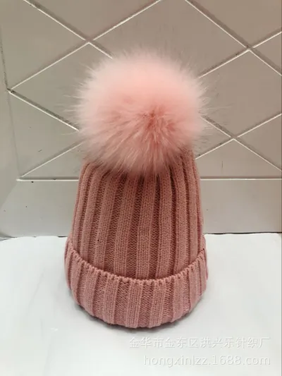 Autumn And Winter Women Fashion Solid Color Warm Wool Ball Curling Knitted Hat