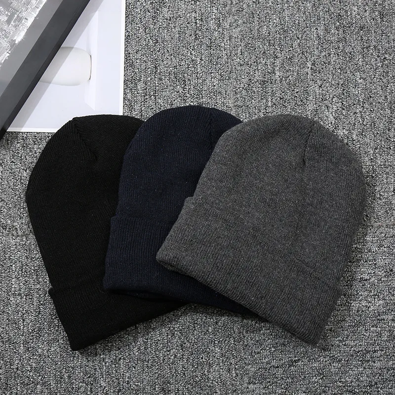 Autumn Winter Neutral Simple Solid Color Knitted Bell Shape Hat