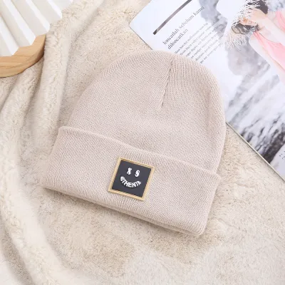 Autumn Winter Neutral Solid Color Warm Knitted Hat