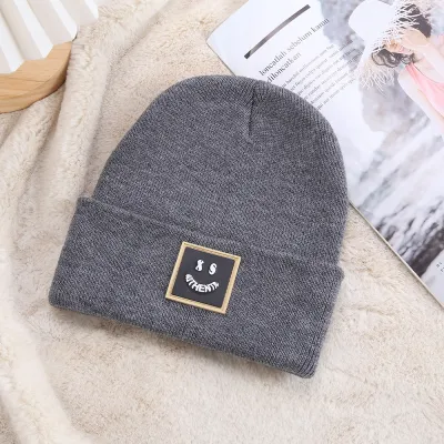 Autumn Winter Neutral Solid Color Warm Knitted Hat