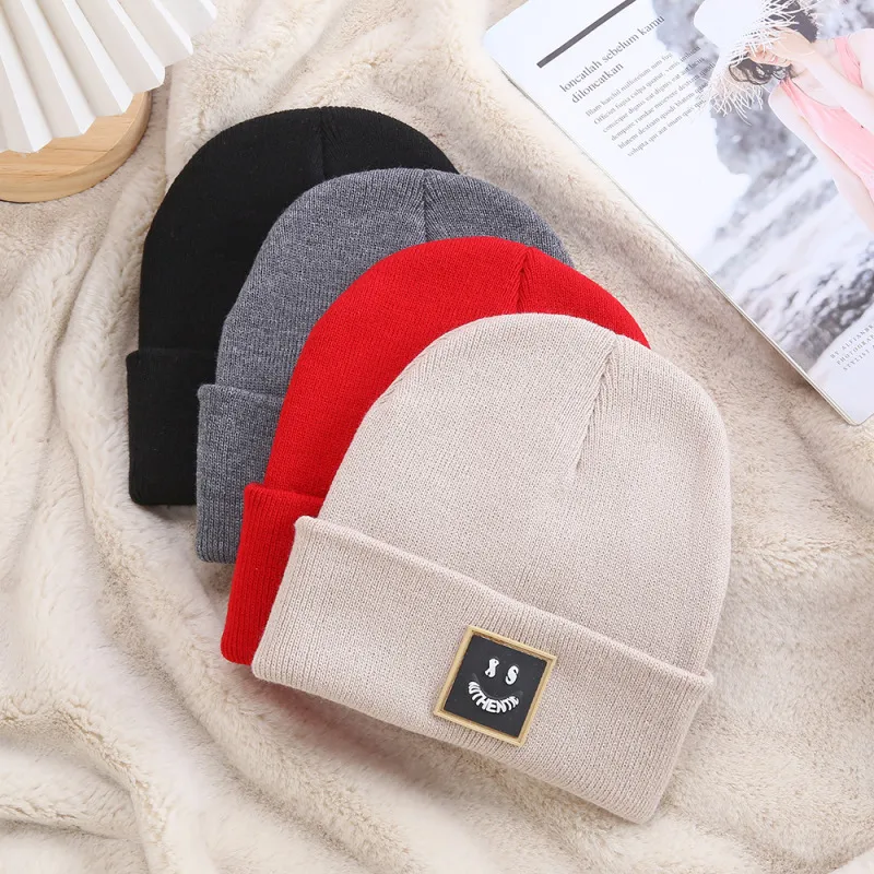 Autumn Winter Neutral Solid Color Warm Knitted Hat