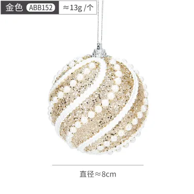 Cartoon Christmas Tree Decoration Christmas Ball Pearl Rhinestone Pendant Bubble 8CM