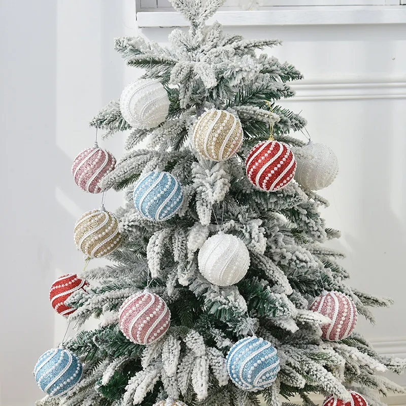 Cartoon Christmas Tree Decoration Christmas Ball Pearl Rhinestone Pendant Bubble 8CM