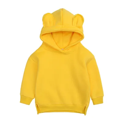 Kids Baby Boys Girls Casual Cotton Solid Color Long Sleeve Pullover Hoodies