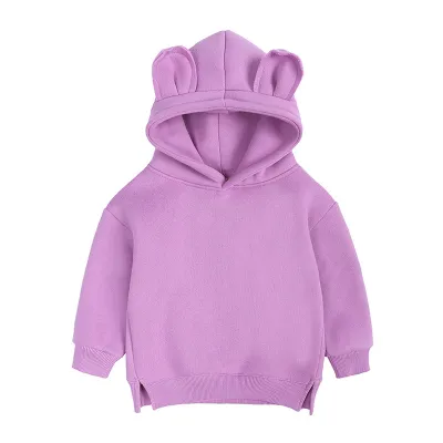 Kids Baby Boys Girls Casual Cotton Solid Color Long Sleeve Pullover Hoodies