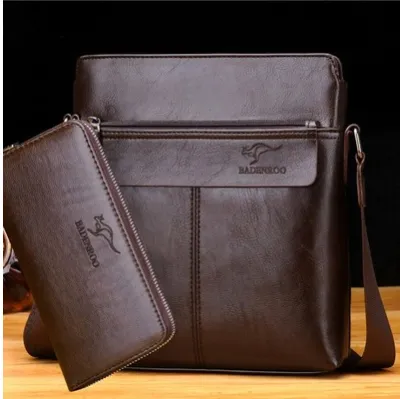Men Business PU Leather Crossbody Bag with 8 Inch Laptop Compartment