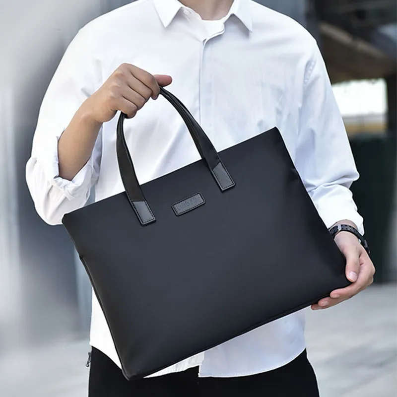 Men Business Office Solid Color Oxford Computer Handle Bag
