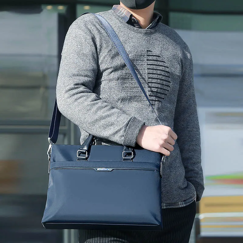Men Business Leisure Office Solid Color Oxford Computer Handle Bag