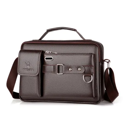Men Fashion Casual Retro PU Leather Crossbody Bag Business Commute