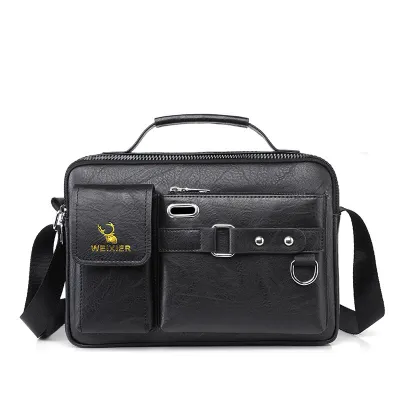 Men Fashion Casual Retro PU Leather Crossbody Bag Business Commute