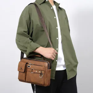Men Fashion Casual Retro PU Leather Crossbody Bag Business Commute