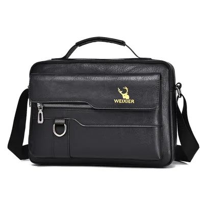 Men Fashion Casual Retro PU Crossbody Bag Solid Color