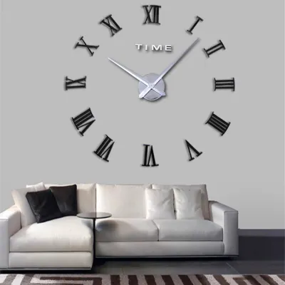 Creative Roman Art DIY 3D Mirror Wall Clock European Style Acrylic