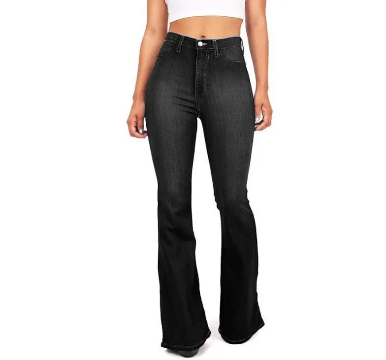 Women High Waist Micro Flared Denim Jeans for OL Commuter