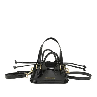 Women Fashion Solid Color Patent Mini Crossbody Bag PU Zipper Soft Mini Bag