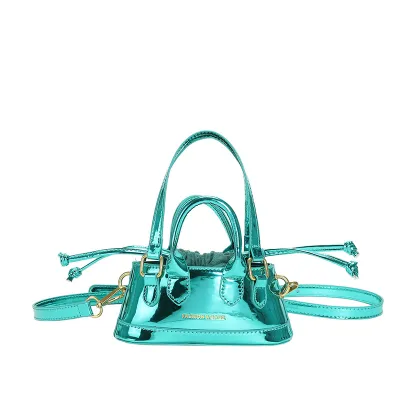 Women Fashion Solid Color Patent Mini Crossbody Bag PU Zipper Soft Mini Bag