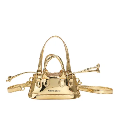 Women Fashion Solid Color Patent Mini Crossbody Bag PU Zipper Soft Mini Bag