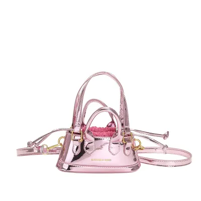 Women Fashion Solid Color Patent Mini Crossbody Bag PU Zipper Soft Mini Bag