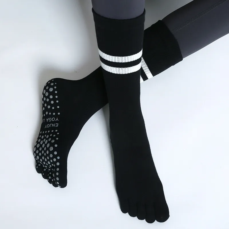 Women Long Parallel Bars Yoga Non-Slip Five-Finger Socks