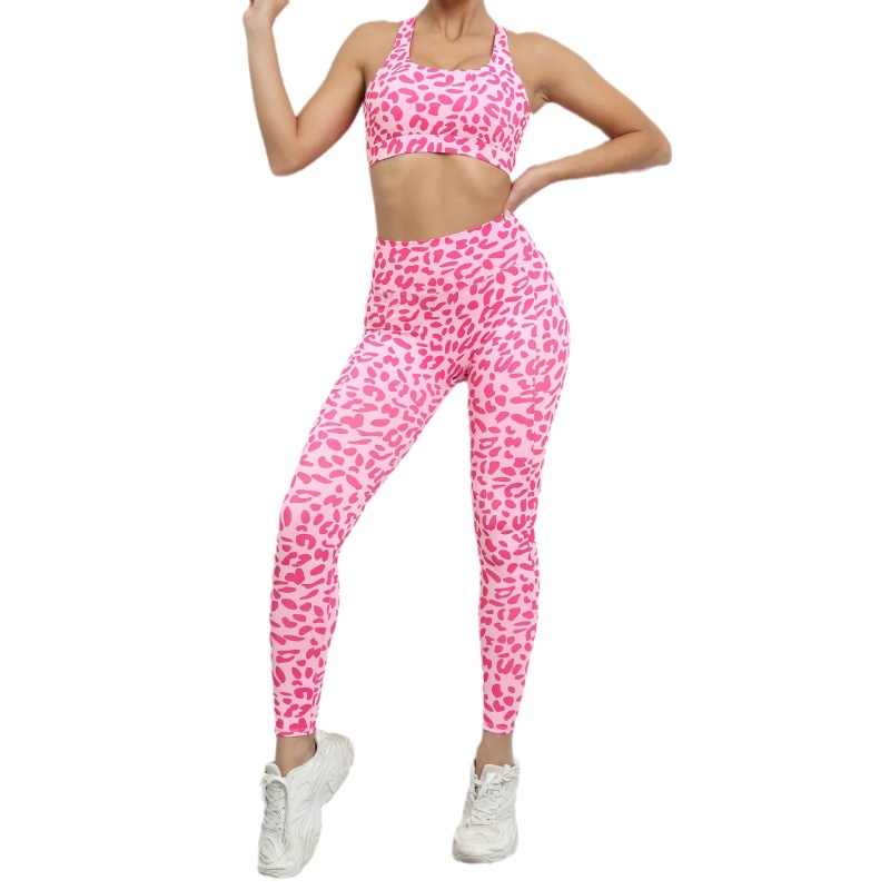 Wholesale Women Fashion Sexy U Collar Leopard Print Sports