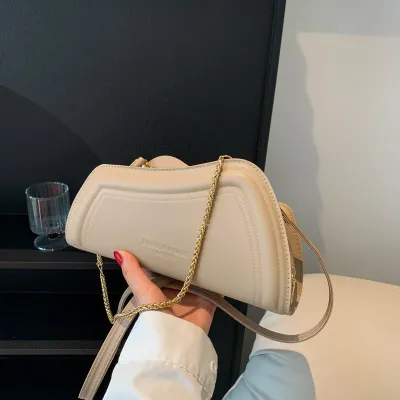 Women Fashion Solid Color Irregular Chain PU Crossbody Bag Small