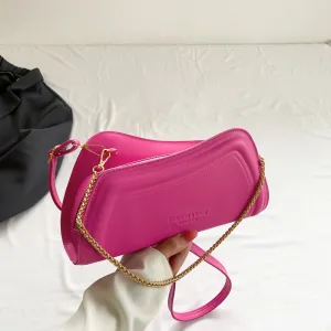 Women Fashion Solid Color Irregular Chain PU Crossbody Bag Small