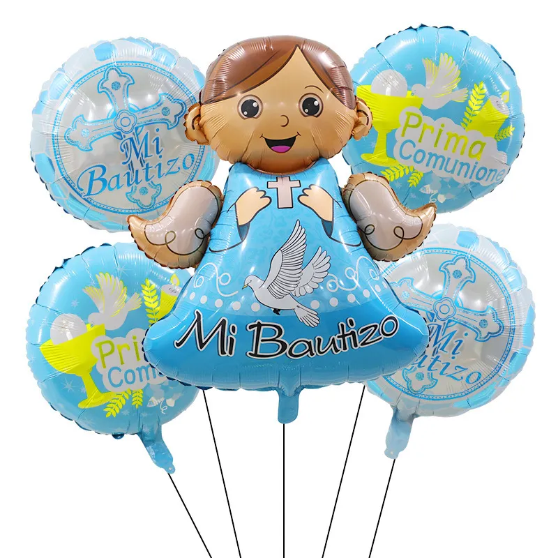 Baby Baby Baptism Theme Party Scene Decoration Cross Stars Balloon Set