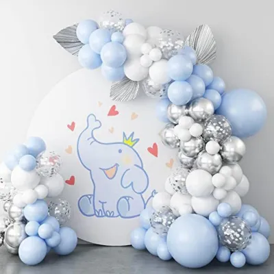 Baby Party Blue White Balloon Wreath 100pcs/Set