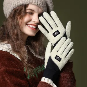 Autumn And Winter Women Fashion Thickened Warm Plush Waterproof Cold-Proof Gloves