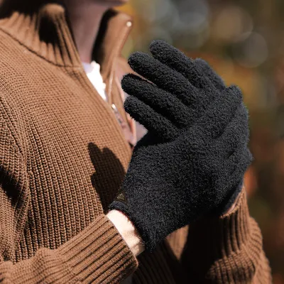 Men's Winter Windproof Thickened Plush Knitted Gloves