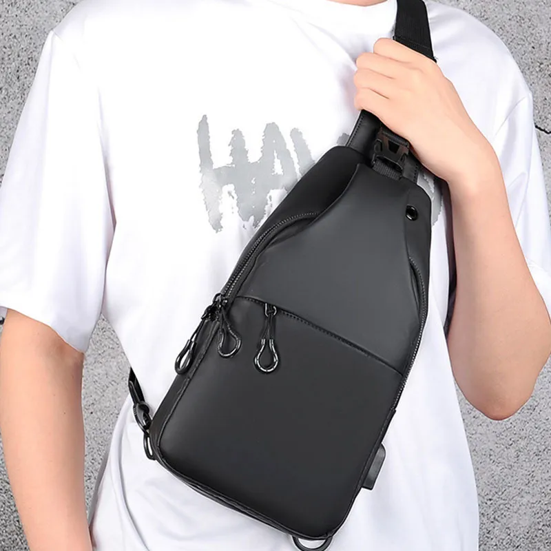 Men Casual Vintage Commuter Zipper Oxford Spinning Chest Bag