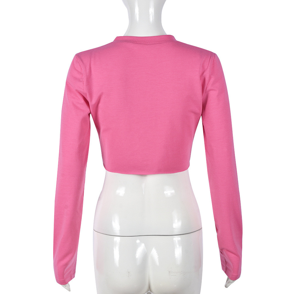 売れ筋商品|||グラマラス Tシャツ レディース トップス WRAP CROP - Long sleeved top - bright pink Wholesale Women Sexy Short Sleeve Strap Long Sleeve Crop Top